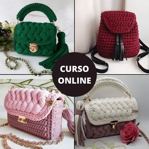 Alumna feliz creando bolsos de trapillo en su casa